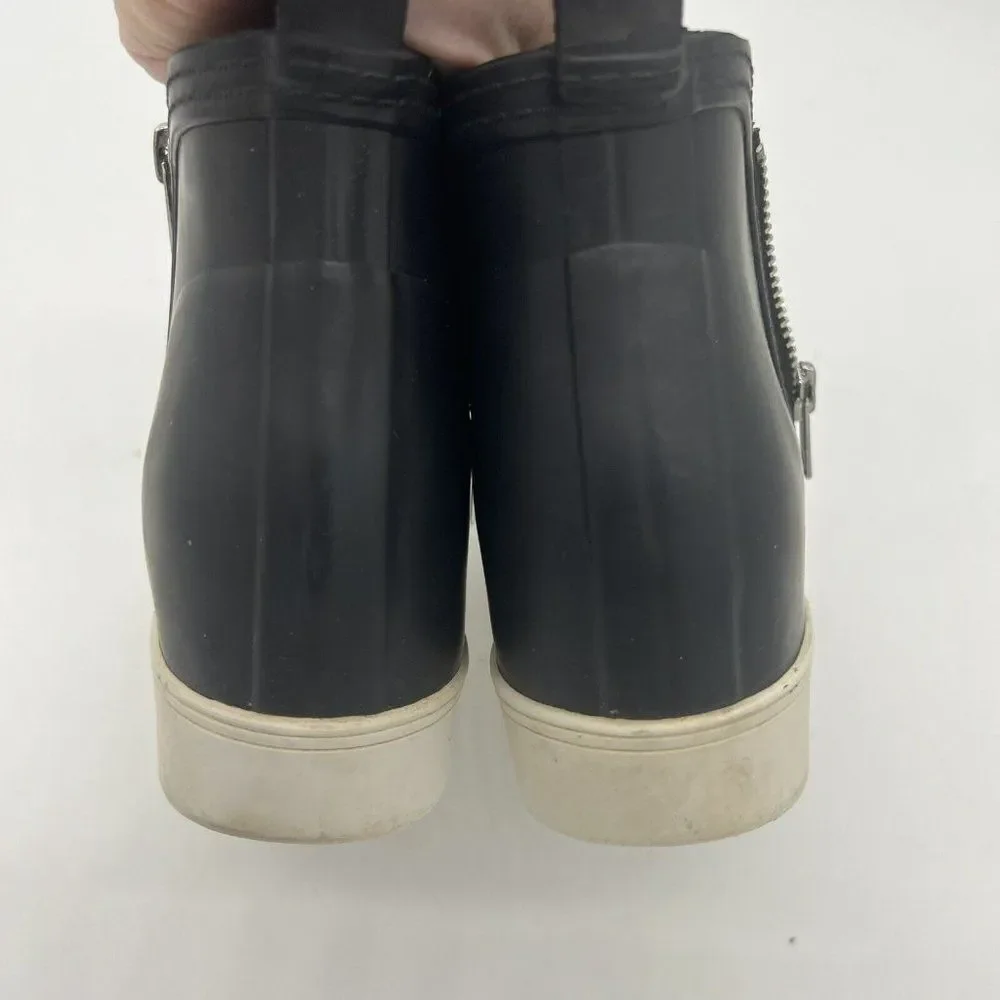 Steve Madden Wedgie Waterproof Rubber Boots Black Women's 7 Hidden Wedge